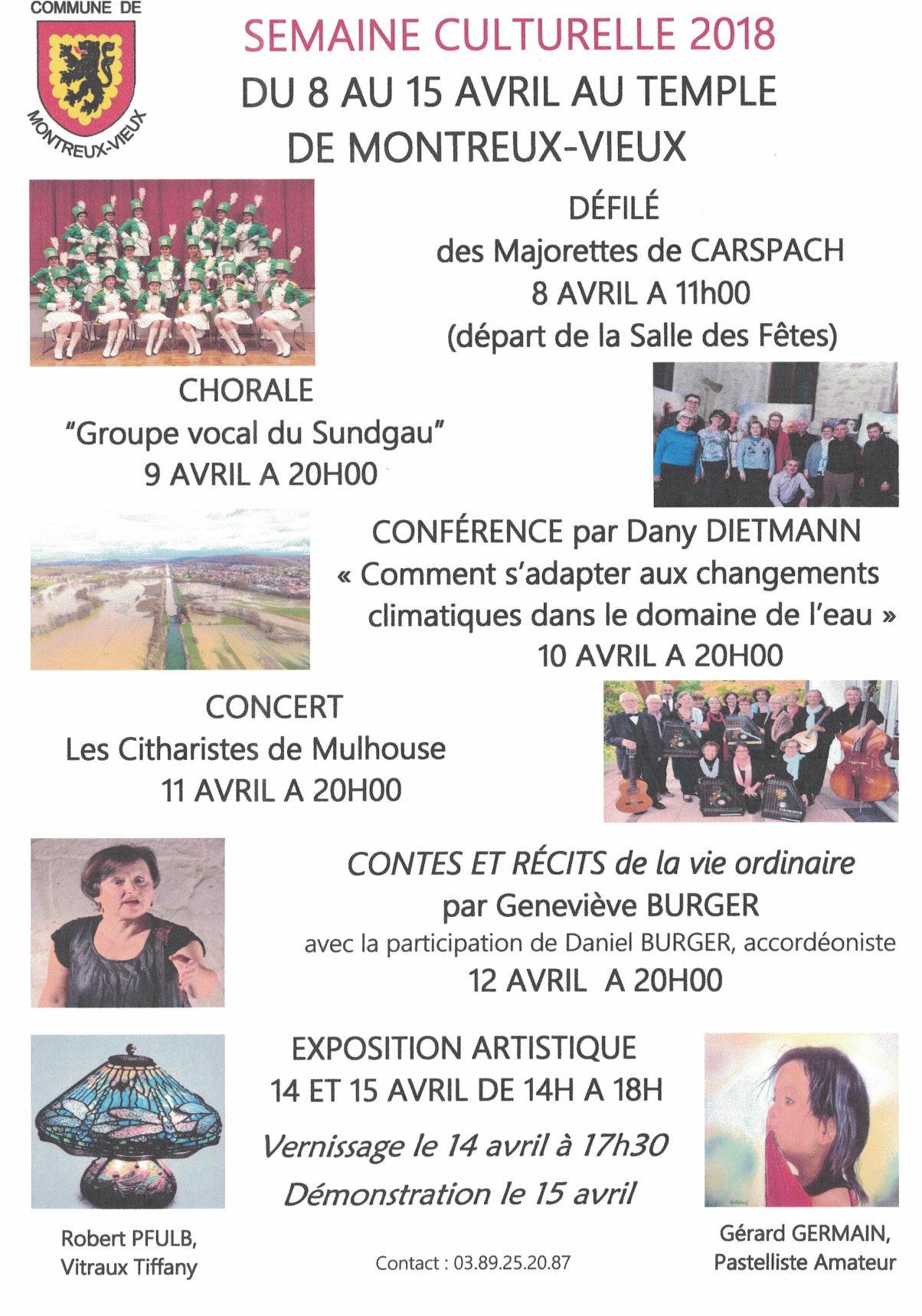 13ème Semaine Culturelle de Montreux-Vieux du 8 au 15 avril 2018